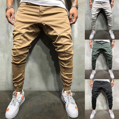 Herren-Cargohose, lässige Jogginghose, Slim-Fit-Hose aus Baumwollstoff mit Taschen