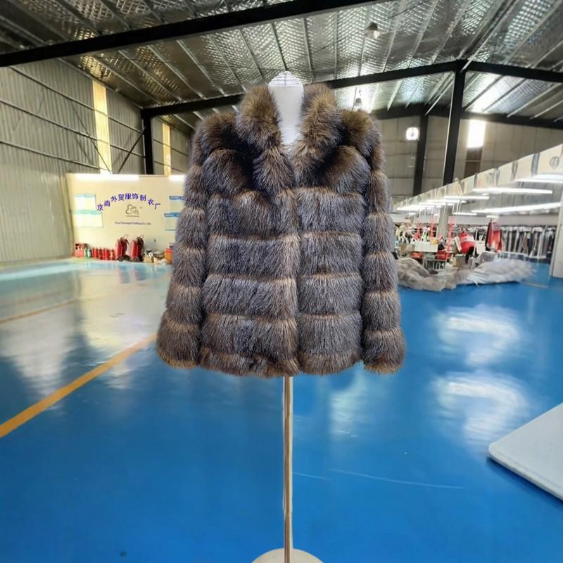 Womens 2026 Fall Winter Faux Mink Fur Mid-Length Coat Loose Warm Street Style Outerwear