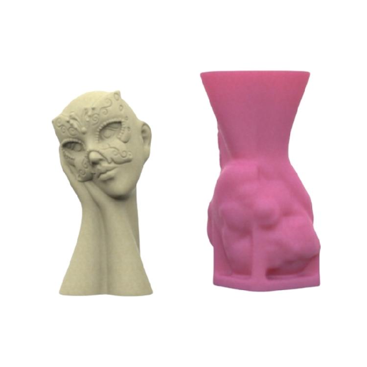 Customizable Girls Mask Sturdy Silicone Mould for Craft Supplies Flower Pots and Pen Holders from Resin Decoration