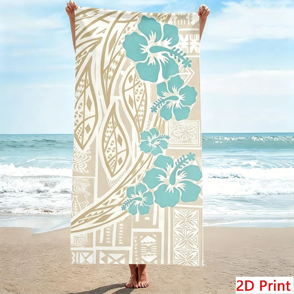 Polynesian Tribal Beach Towel Geometric Hibiscus Print Pool Blanket Ethnic Style Bath Towels Large Sand Free Outdoor Picnic Mat