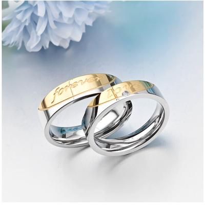 Pierścionek dla pary Pierścionek ze stali nierdzewnej z diamentem Pierścionek dla pary ze stali tytanowej Pierścionek dla pary w kształcie serca