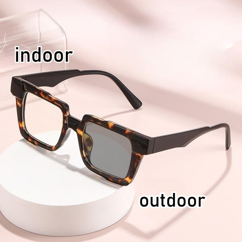Vintage Printing Square Frame Myopia Glasses Anti-Blue Prescription Glasses Fashion Unisex Photochromic Glass Eyeglasses 0-4.0