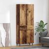 Highboard with Drawers 2 pcs Reclaimed Wood Look Engineered Wood and Glass