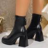 Women's Boots High Quality Leather Boots Fashion Square Toe Design Ankle Boot Knee-high Platform Boots Luxury High Heeled Botas