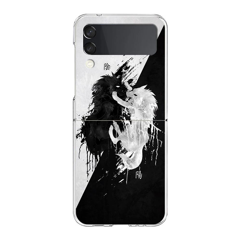 Dragon Design Clear Phone Case For Samsung Z Flip 4 5 Case Thin Transparent High Hard PC Shell On For Galaxy Z Flip 3 5 Cover