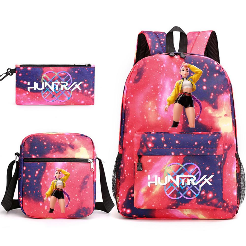 3Pcs/set Cartoon Printed Backpack with Shoulder Bag Pencil Case for Teenager Student Boy Girl School Bag Large Capacity Waterproof Bookbag Kid Gift