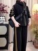 Korean High-End Casual Hoodie & Wide-Leg Pants Velvet Set