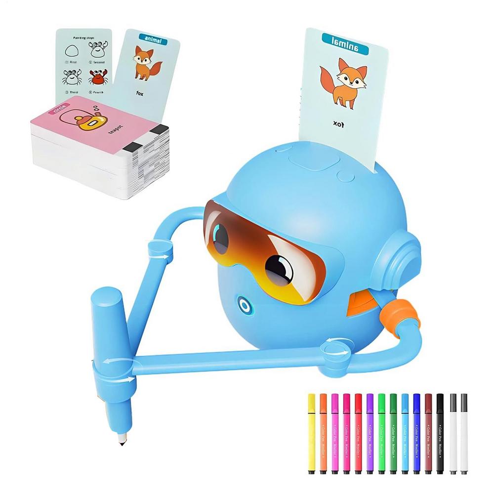 Робот-рисовальщик для детей, обучающая игрушка для рисования, развивающая креативность, с 100 карточками, игрушка для творчества, робот-рисовальщик