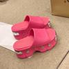 Fashion Women's Flat Shoes Summer New Round Head Open Toe Butterfly Knot Waterproof Platform Soft Sole Anti-slip Wear-resistant Slippers