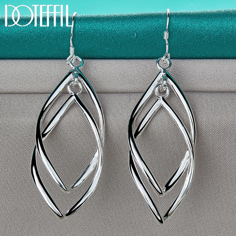 925 Sterling Silver Wedding Pendant Piercing Earrings Fashionable Jewelry