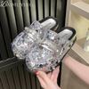 Bling Platform Mules Slippers Women Flat Sandals Casual Loafers Shoes Woman 2025 Trend Comfort Elegant Dress Summer Slides Mujer