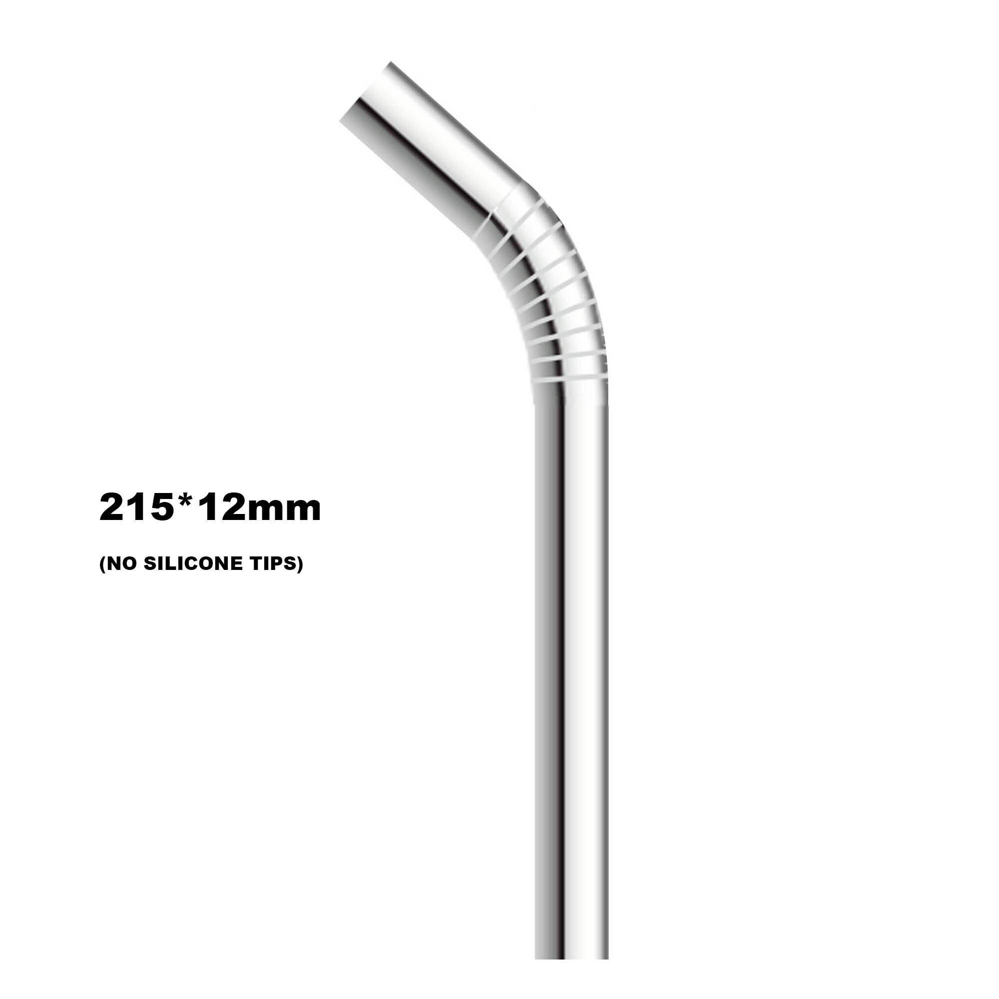 

Прямые соломинки, изогнутая соломинка, короткая расширенная минимальная серебряная многоразовая соломинка из нержавеющей стали, металлическая щетка для чистки трубочек для питья, рождественская вечеринка в баре 215mmx12mm Bend