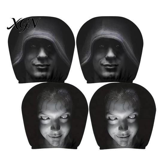 Funny Car Prank Gifts 4 Pcs Halloween Headrest Covers, Creepy Ghost Face Seat Easy Install Covers Protector, Universal Auto Decor for SUV Truck,