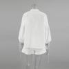 Womens Cotton Linen Blend 2-Piece Set Lantern Sleeve Top Shorts Casual Fashion 2026