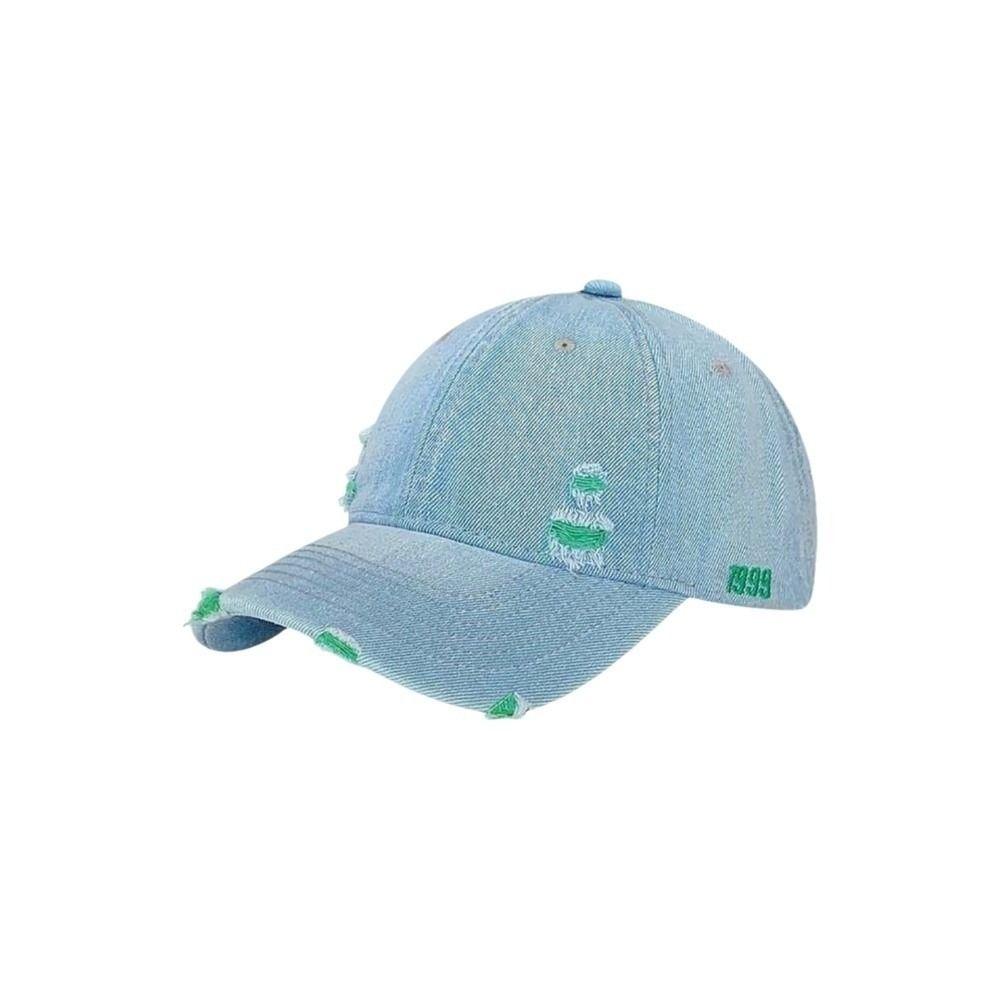 Blaue Denim Baseballkappe Verstellbar Rissiges Loch Used-Look Baseballkappe Gewaschener Denim Sonnenschutz Hip-Hop Sonnenhut Unisex Tragen