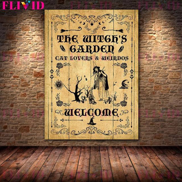 Witch Room Decoration Kitchen Witch Retro Poster Moon Art Poster and Printing Interesting Witch Kitchen