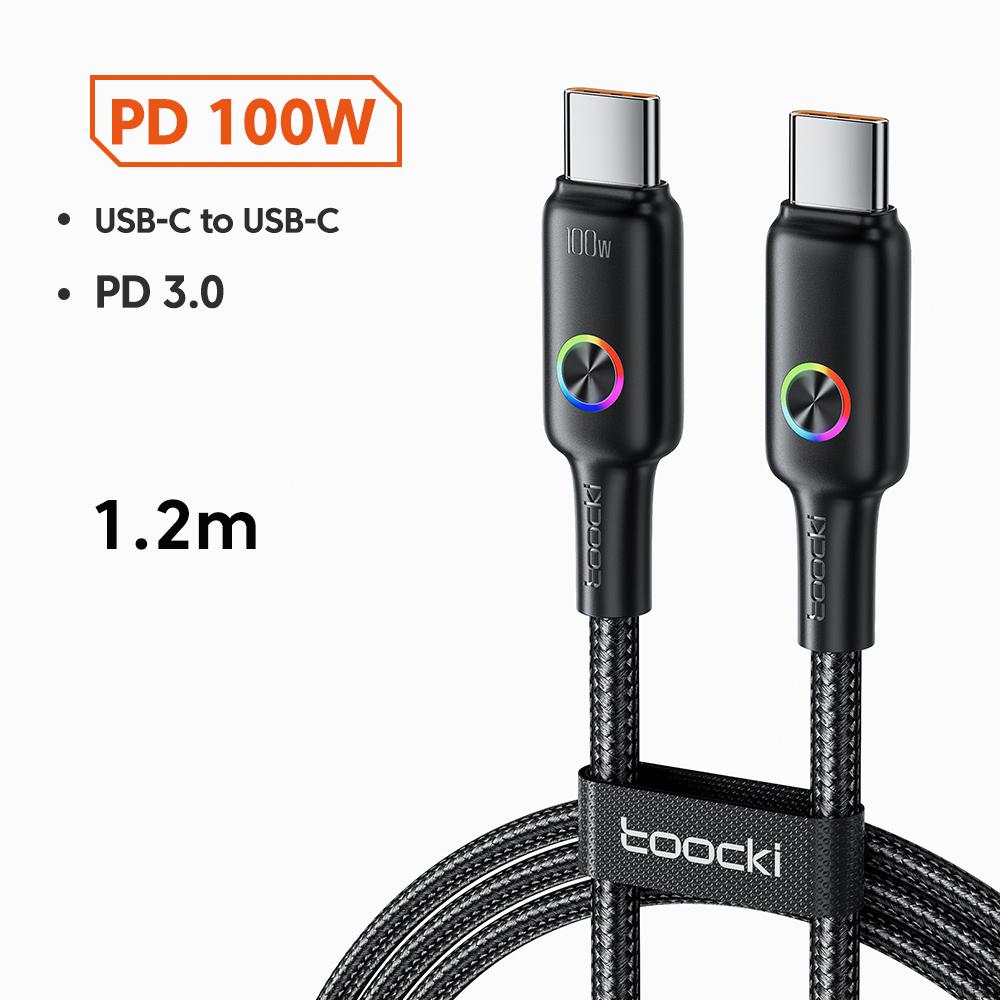 Toocki LED Light USB C to Type C Cable for iPhone 15 Pro Samsung 1/2/3/5Pack TPE 100W Fast Charging USB C Data Cord for Oneplus