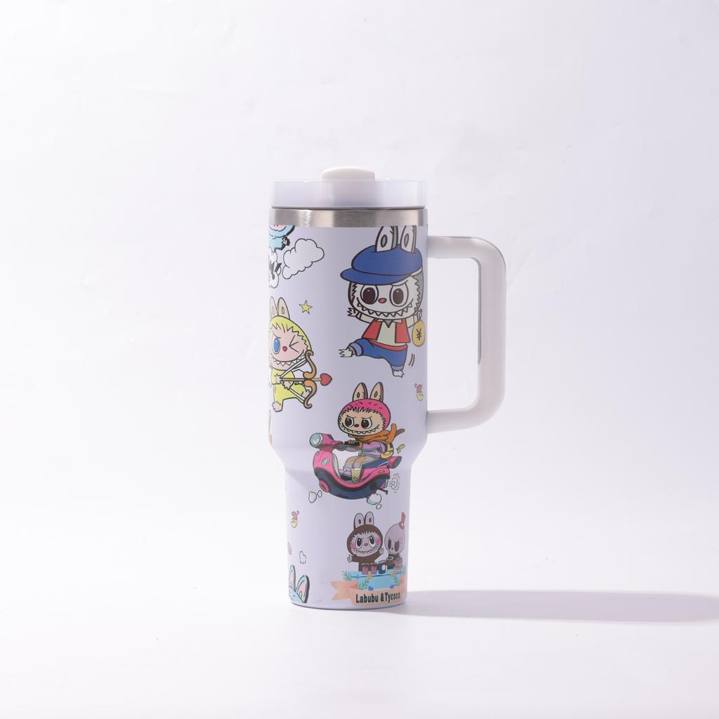 0oz Car Cup Thermos Cup Bingba Cup with Handle Strap Straw Cup
