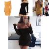 Cotton Solid Color Bodycon Dress With Long Sleeve And High Waist For Women