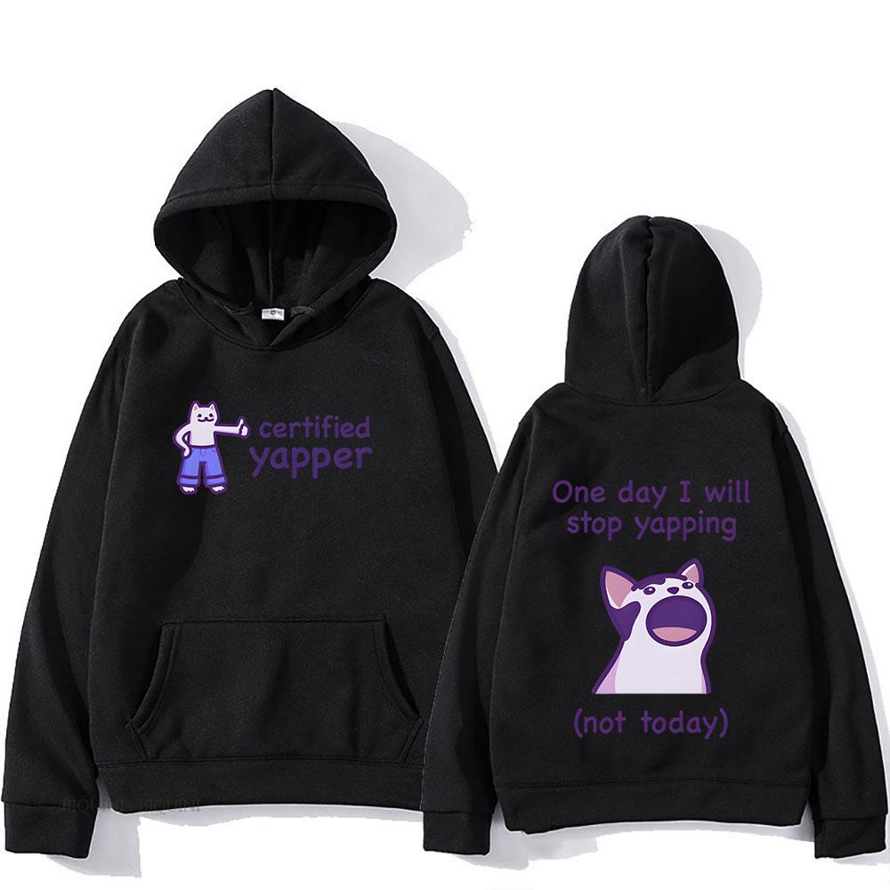 

Двусторонняя печать Yapper Meme Cat Hoodie Cartoon Print Harajuku Kawaii Sweatshirt Long sleeved Cute Clothing Vintage Hoody 3XL