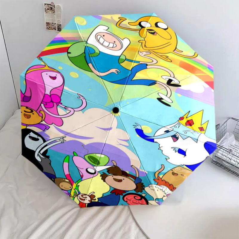 Adventure Time Friendship Automatic Umbrella - Suitable Travel Outdoor Portable Umbrella Birthday Gift Daily Essentials