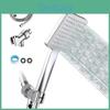 Silver Square Showerhead Set With 6 Functions And Pressure Boost Technology