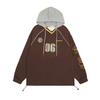 Men's autumn and winter new American jersey trendy hoodie fake two-piece inlaid line design hooded sweater for men and women