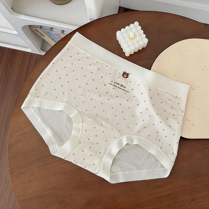 

Women s Summer Fashion New Cartoon Bear 10A Antibacterial Mid Waist Briefs L вершковий