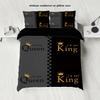 3pcs Fashionable Black Gray Crown Design Printed Bedding Set Comfortable and Breathable Down Duvet Cover