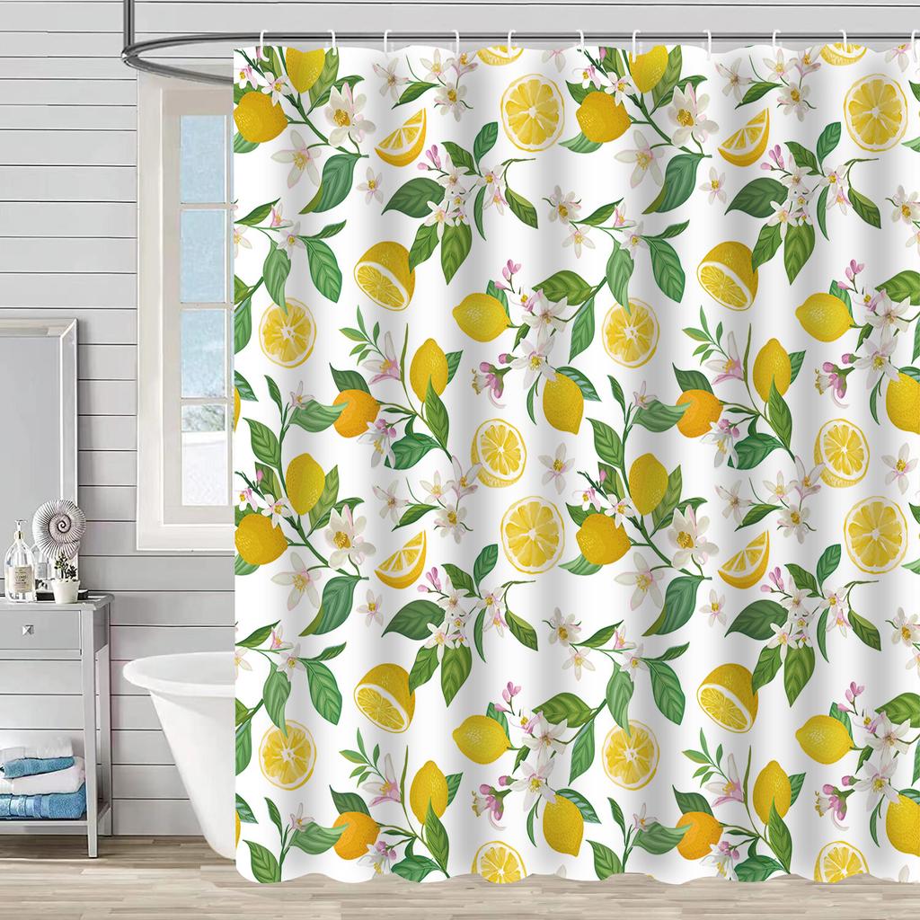 Bathroom Waterproof Curtain Digital Printing Plant Fruit Shower Curtain Free Punching Toilet Partition Curtain Shower Cloth