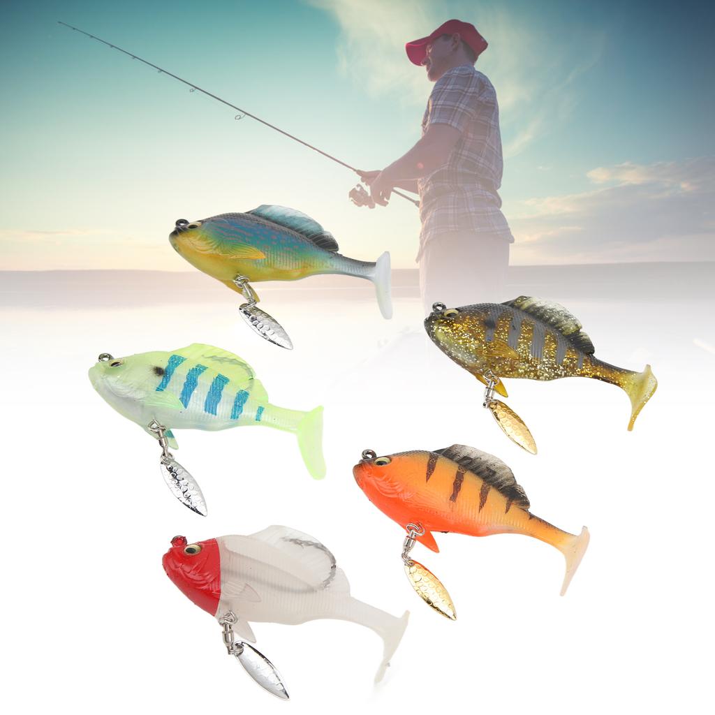 5pcs Soft Fishing Lures for Bass 18g 8cm Paddle Tail Swimbaits with Spinner Artificial Fishing Bait Lifelike Fishing Lures Kit