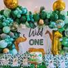 40pcs/set Olive Green Balloons Animal Patterns Bright-coloured Decorations Exquisite Balloons Jungle Zoo Theme Party Birthday