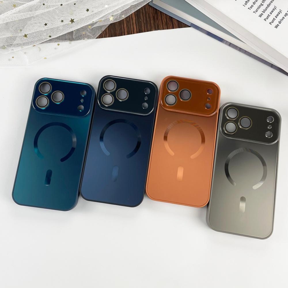 Luxury Flowing Light Large Window Case For iPhone 17 Air 16 15 14 13 12 11 Pro Max for Magsafe Crystal Bright Magnetic Cover
