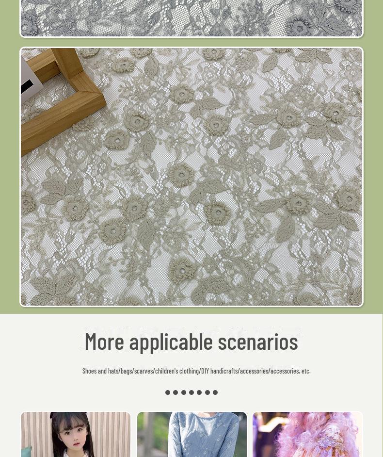 3D Embroidered Floral Lace Fabric for Dresses and Children's Clothing