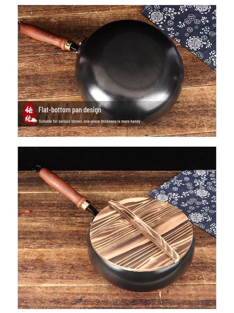 Hammered Wrought Iron Stir-Fry Pan & Small Stew Pot Set, Uncoated and Hand-Forged.