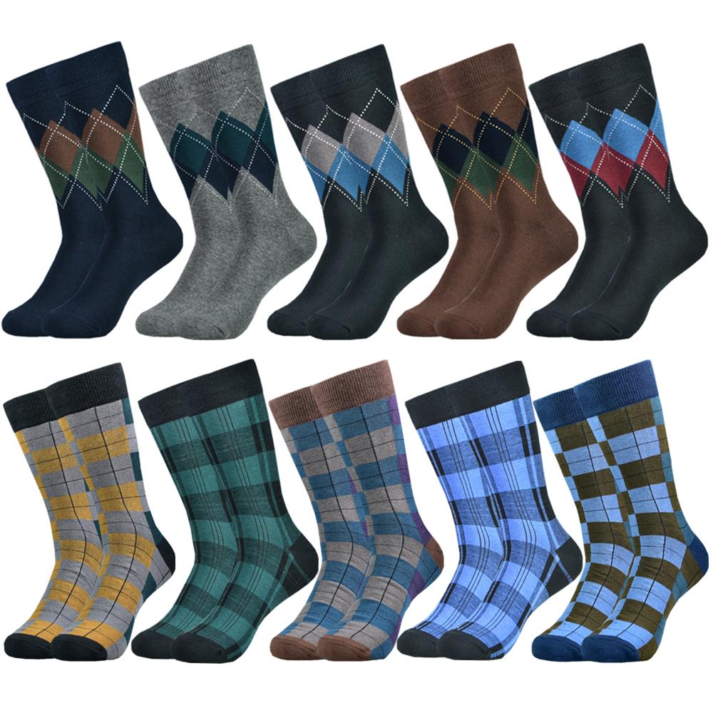 Men's Cotton Black Patterned Happy Colorful Funny Stylish Casual Business Dress Socks