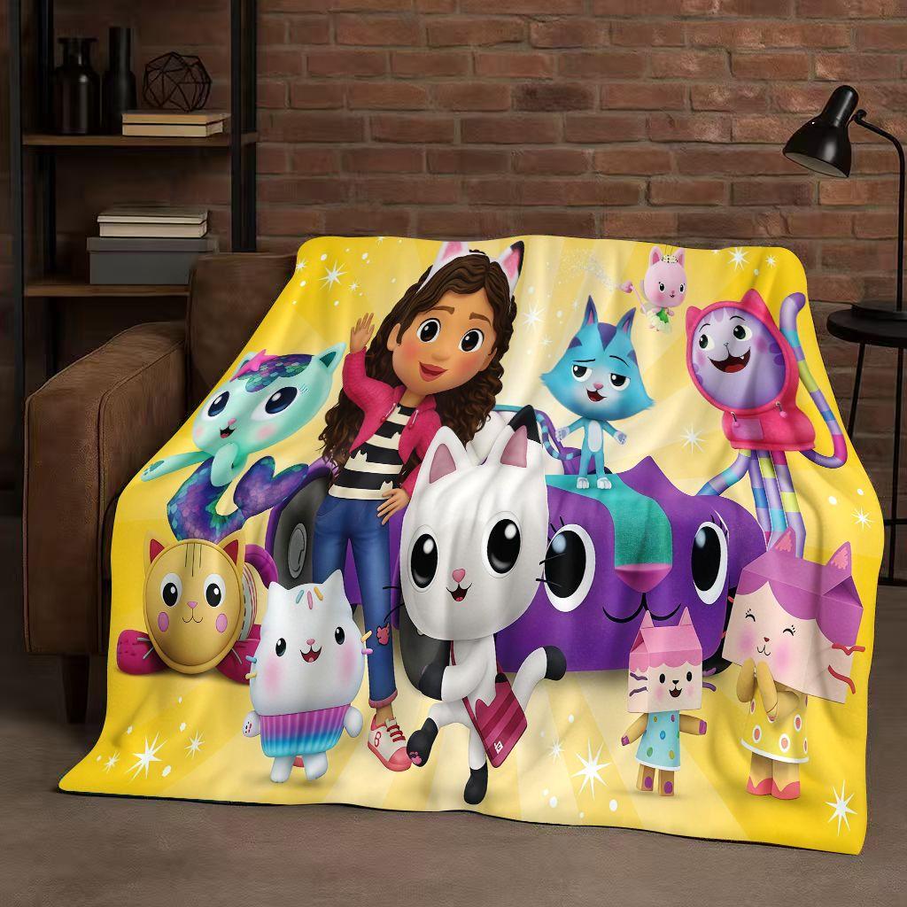 HD Niedliches Gabi's Puppenhaus Cartoon Flanelldecke, Ultra Weiche Warme Plüschdecke für Zuhause Schlafzimmer Bett Sofa Abdeckung Picknick Mädchen Geschenk