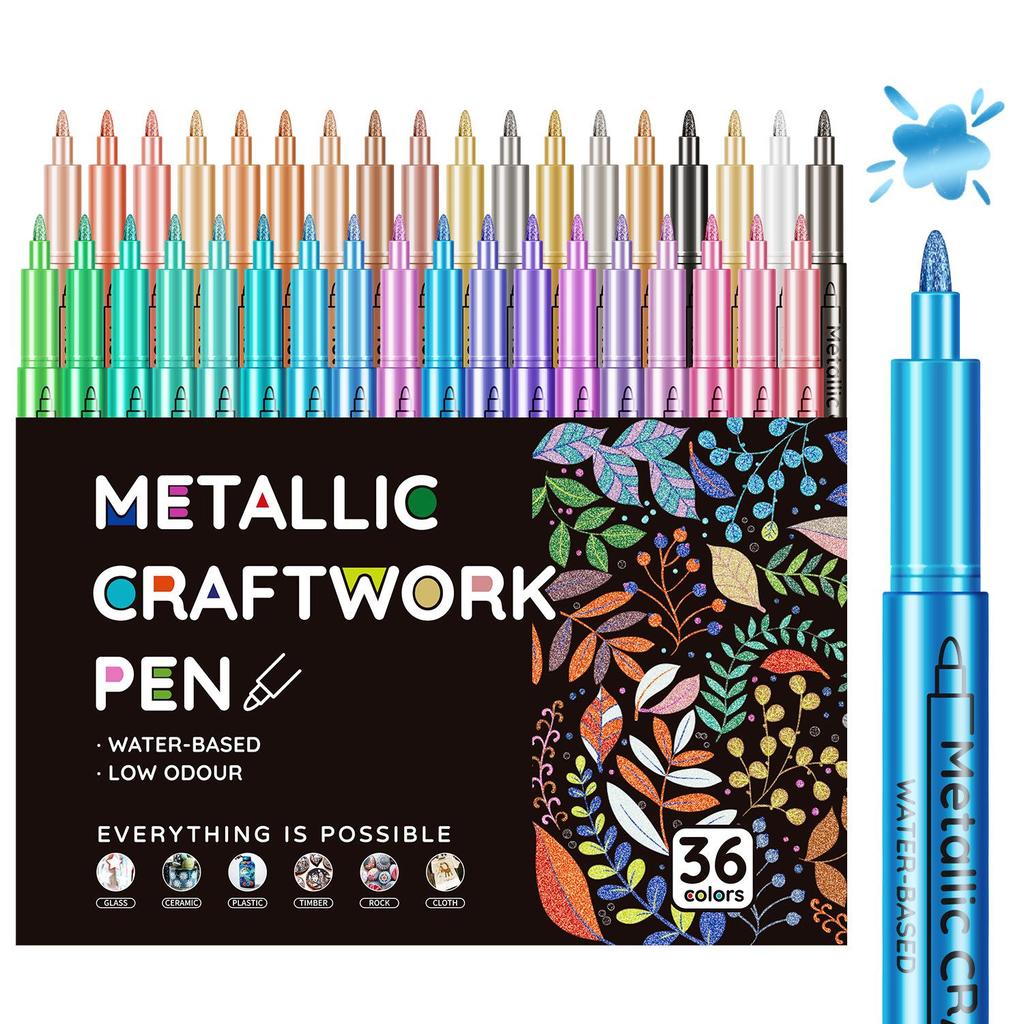 Metallic Craft Pens: 12-36 Colors, Gold & Silver Signature Markers for Greeting Cards, Photo Albums, and Metal