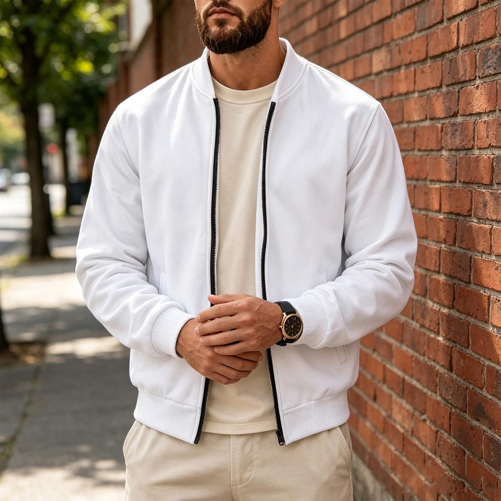 Men's Stand Collar Long Sleeve Jacket Casual Fashion for Everyday Wear