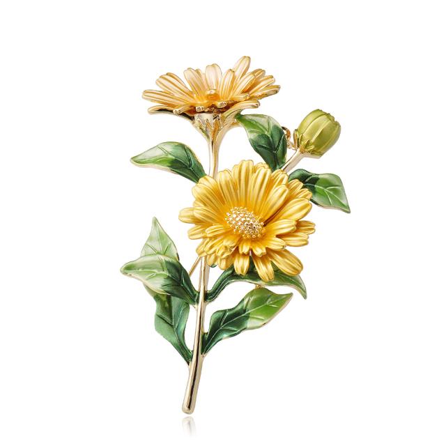 Colorful Daisy Bouquet Enamel Brooches For Women Metalized Flowers Bridal Party Event Weddings Banquet Brooches Pins Souvenir GiftWedding Jewelry