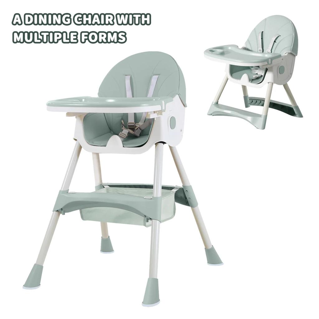 Foldable Baby High Chair, Feeding Chair, Table and Chair, Children's High Chair, Removable Double-layer Tray
