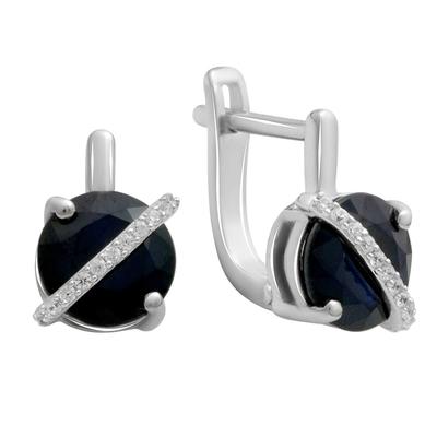 Silberohrringe mit natürlichem Saphir 5,581ct, Zirkonia (2180265)