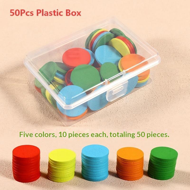 50Pcs Round Plastic Math Counters Colored Counting Chip Kids Early Math Learning Toy Kindergarten Preschool Math Learning