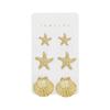 Women's Earring Set: High-end design, gold-colored, exaggerated shell and starfish earrings set for women