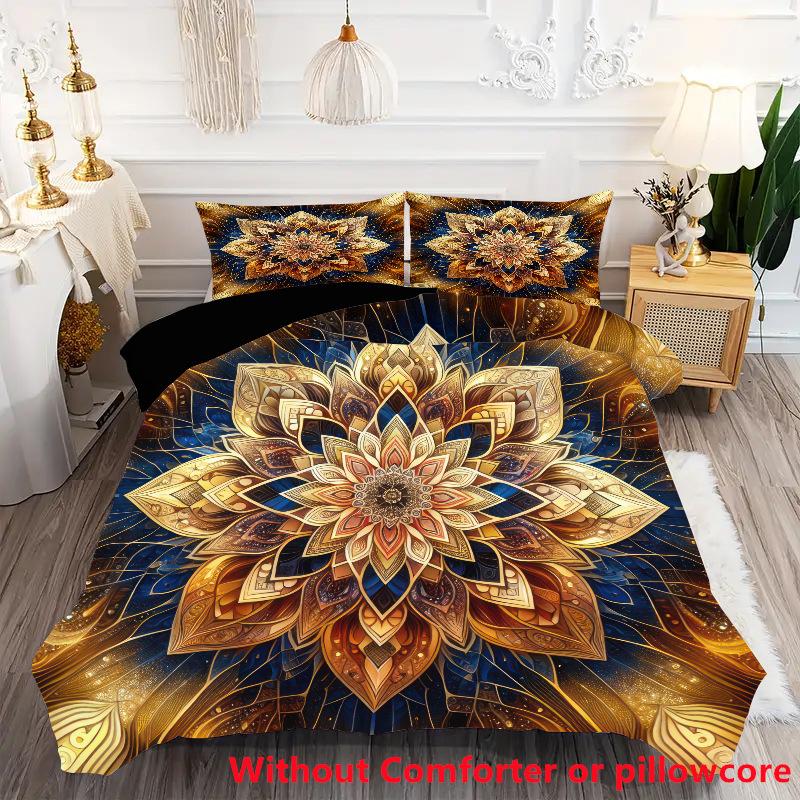 Geometrisches Muster 3D Digitaldruck Dreiteiliger Bettbezug Zu Karte Benutzerdefinierte Bettwäsche