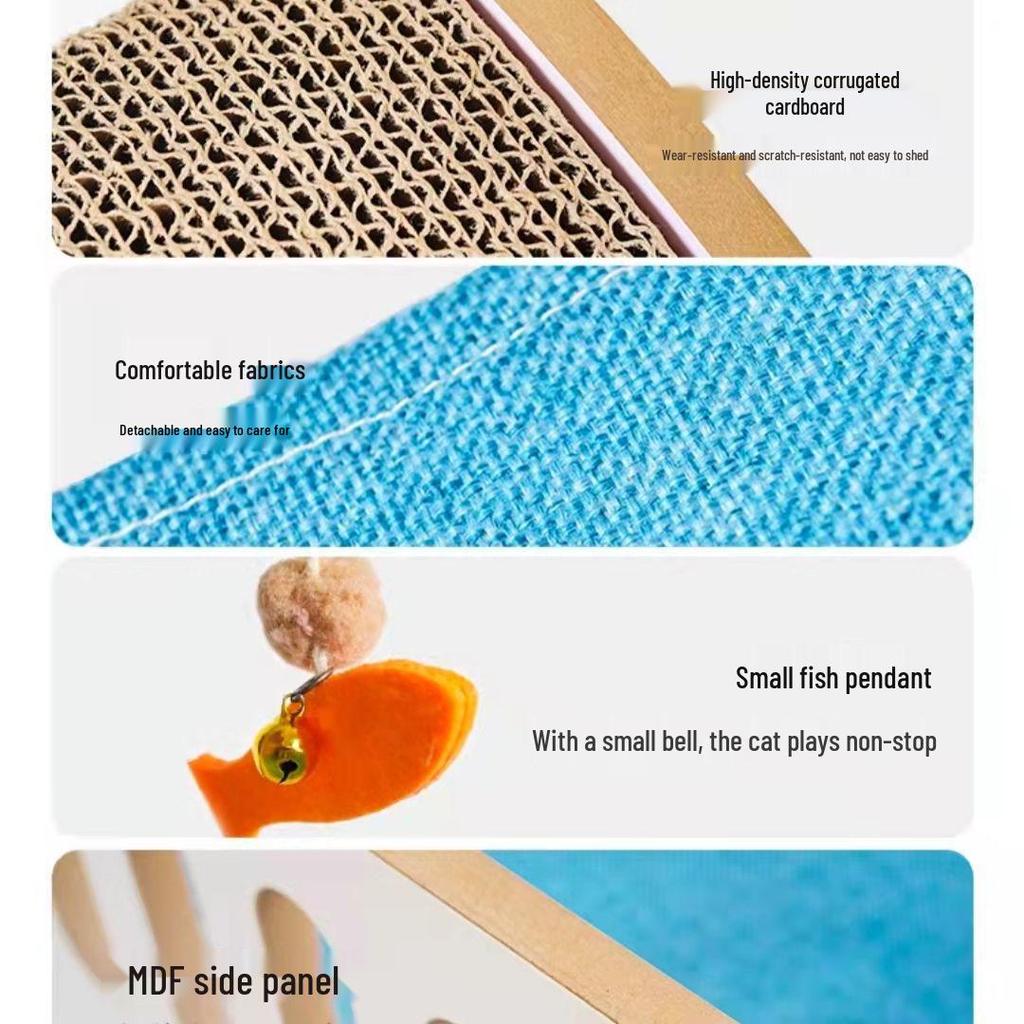 Universal Washable Cat Bed with Scratching Board and Toy Hammock