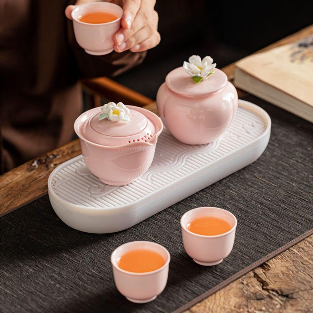 Pink Flower Ceramic Tea Jar Chinese Style with Sealed Lid Porcelain Tea Tin Moisture-proof Moisture Proof Tea Packaging Box