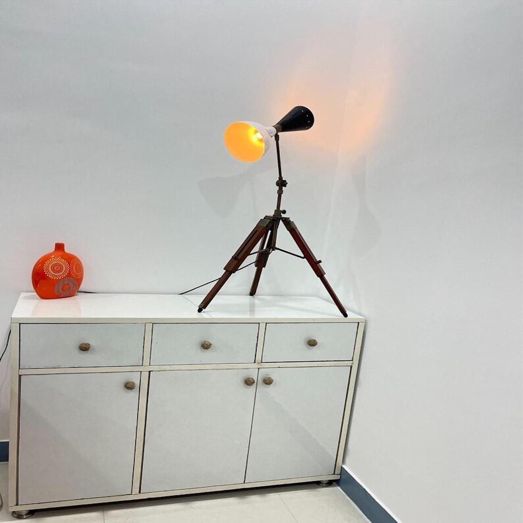 Abajur pentru lămpi de masă cu suport trepied, metalic, pentru birou, lampă decorativă de birou, cu picioare, 30", lampă de la mijlocul secolului