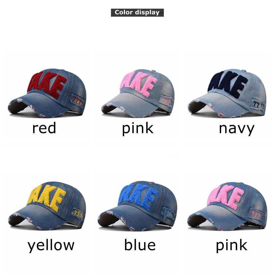 Men's and Women's TAKE Denim Baseball Caps, Washed Large Embroidered Denim Caps, Simple and Versatile Hats