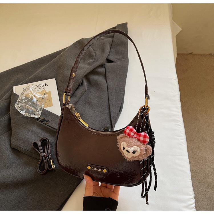 

Сумка с премиальной текстурой женская 2025 новый модный универсальный сумка-пельмень для commuters большая вместимость на плечо сумка-мессенджер темно-коричневого